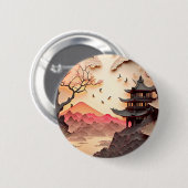 古代シー中国のン紙カットブラウンラウンドボタン 缶バッジ (正面&裏面)