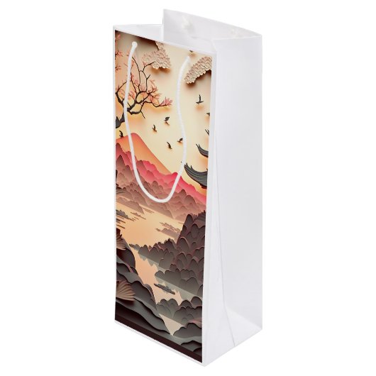 古代シー中国のン紙カットブラウン抱き枕 ワインギフトバッグ (裏面アングル)