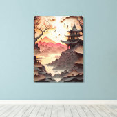 古代シー中国のン紙カットブラウン キャンバスプリント (インサイチュ (ウッドフロア))