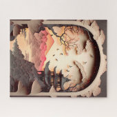 古代シー中国のン紙カットブラウン ジグソーパズル (横)