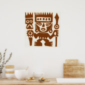 古代スケッチペルーウォリアースクエア ポスター (キッチン)