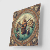 古代スペインの帆船地図3 スクエア壁時計 (傾斜)