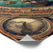 古代スペインの帆船地図3 ポスター (角)