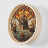 古代スペインの帆船地図4 壁時計 (傾斜)