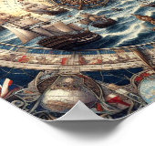 古代セーリング船 – イングランド – ノルウェー – フィンランド ポスター (角)