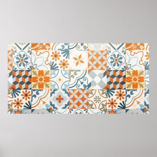 古代タイル模様の背景とテクスチャ ポスター (正面)