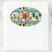 古代ダンスオレンジデイジー花 楕円形シール (バッグ)