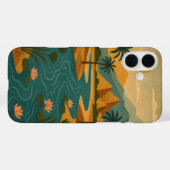 古代ナイルミスティークピラミッド金ゴールドティール(緑がかった色) Case-Mate iPhoneケース (裏面 (横))