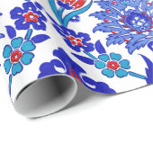 古代ハンドメイドのトルコの花のチューリップのタイルパターン ラッピングペーパー (ロールコーナー)