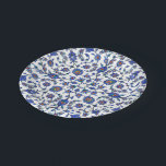 古代ハンドメイドの青いトルコの花柄のタイルパターン ペーパープレート<br><div class="desc">美しい古代ハンドメイドの青いトルコの花柄のタイルパターン東の東洋のアクセントのパーティーの紙皿。 イメージはイスタンブールトルコのRustempasaのモスクで見つけました</div>