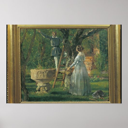 古代バプテスマのあるリンステッドの庭園 ポスター (正面)