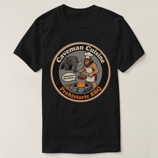 古代バーベキューの笑い Tシャツ (デザイン正面)