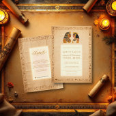 古代パピルス王と女王のエジプトの結婚式 招待状