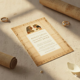 古代パピルス王と女王のエジプトの結婚式 招待状