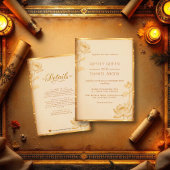 古代パピルス ラグジュアリー ゴールド ロータス エジプト ウェディング 招待状