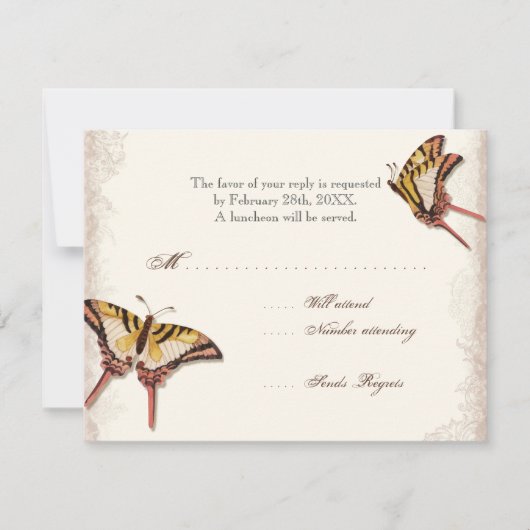 古代ビクトリアンバラガールベビーシャワーRSVP 出欠カード (正面)