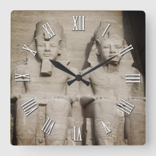 古代ファラオ，アブシンベル寺院/エジプト スクエア壁時計