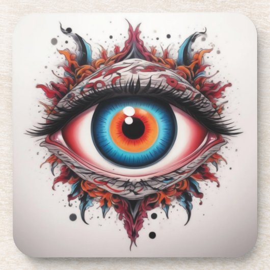 古代ファンタジーブルーアイリス眼球 コースター (正面)