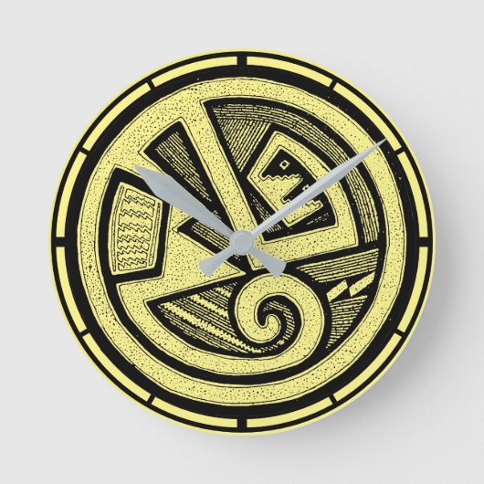 古代プエブロ族の陶芸南西部芸術 ラウンド壁時計 (正面)