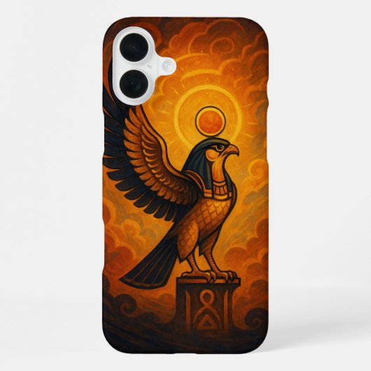 古代ホルス神聖太陽ファルコンエンバー iPhoneケース (裏面)