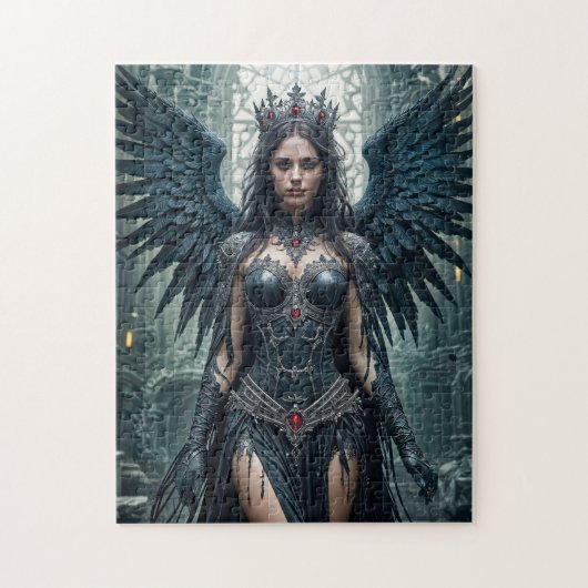 古代ホールのゴシック様式の黒天使 ジグソーパズル (縦)