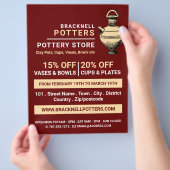 古代ポット、陶器店、陶芸家広告の チラシ (手)
