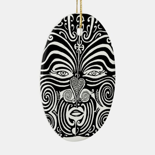 古代マオリのMokoの種族の入れ墨の設計 セラミックオーナメント (右)