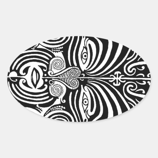 古代マオリ族のタトゥーデザイン。 楕円形シール (正面)