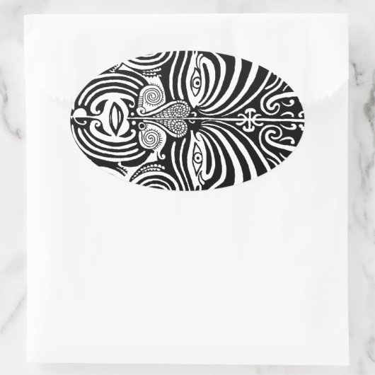 古代マオリ族のタトゥーデザイン。 楕円形シール (バッグ)