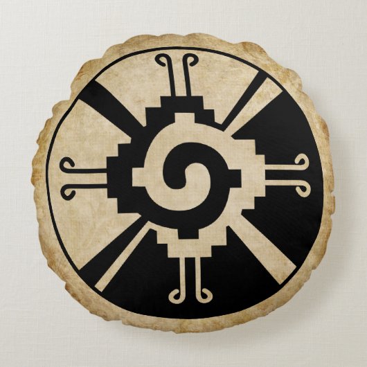 古代マヤンフナブ区 ラウンドクッション (正面)