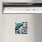 古代マヤ遺跡の正方形の写真のデザイン色 マグネット (インサイチュ (食洗機))