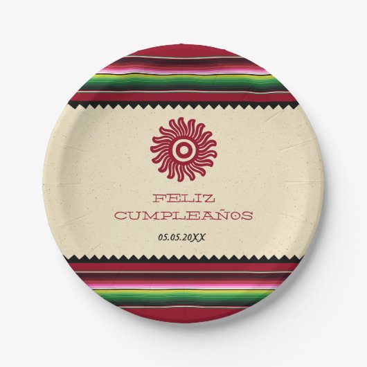 古代メキシコのサンセラプチンコデマヨパーティー ペーパープレート (正面)