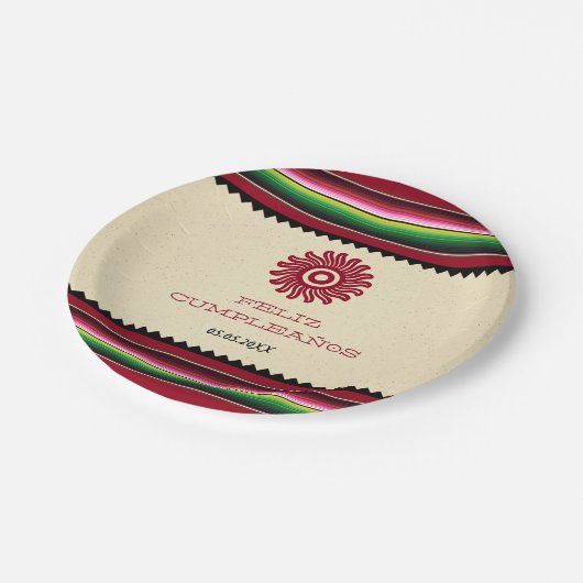 古代メキシコのサンセラプチンコデマヨパーティー ペーパープレート (アングル)