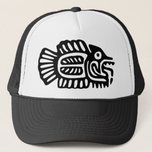 古代メキシコの魚のモチーフの帽子 キャップ