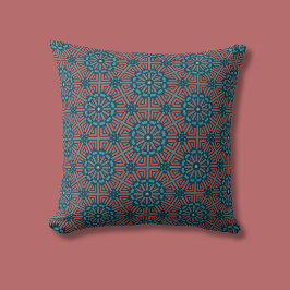 古代モザイク幾何学的フローラルパターン クッション