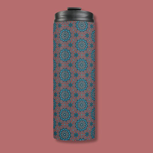 古代モザイク幾何学的フローラルパターン タンブラー