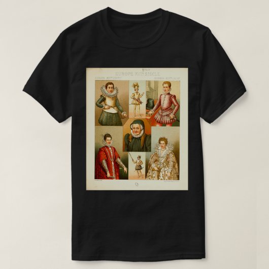 古代ヨーロッパのファッションとライフスタイル16th 17th c tシャツ (デザイン正面)