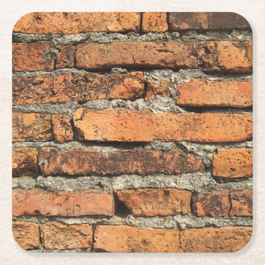 古代レンガの壁 スクエアペーパーコースター (正面)