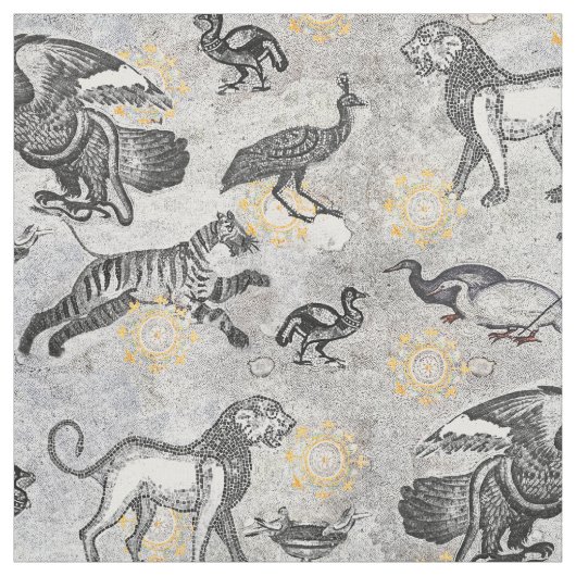 古代ロクラシカルーマン動物モザイク ファブリック (見本)