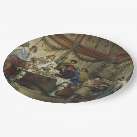 古代ローマのディナー・パーティの饗宴 ペーパープレート (アングル)