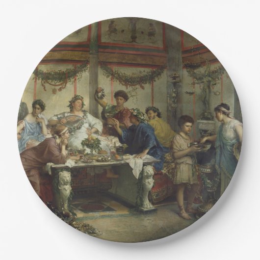 古代ローマのディナー・パーティの饗宴 ペーパープレート (正面)
