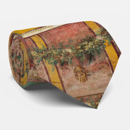 古代ローマのフレスコ画、サテュロスの仮面、花輪、果物 ネクタイ (ロール)