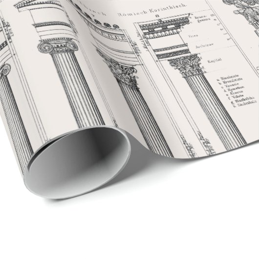 古代ローマの柱 アーキテクチャ図面 ラッピングペーパー (ロールコーナー)