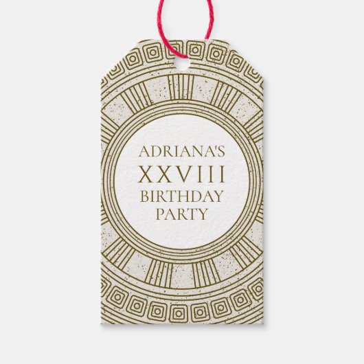 古代ローマの誕生日パーティー石の要素 ギフトタグ (正面)