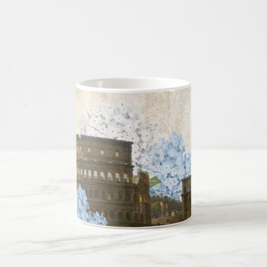 古代ローマの青いアジサイのマグ コーヒーマグカップ (中央)