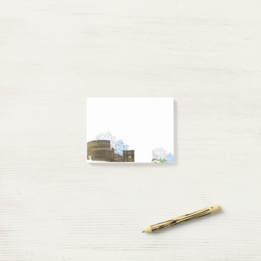 古代ローマの青いアジサイのメモ帳 ポストイット (デスク上)