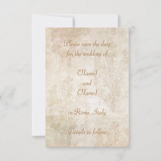 古代ローマの青いアジサイの保存日付カード セーブザデート (裏面)