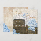 古代ローマの青いハイドランジアのウェディング招待状 招待状 (正面/裏面)