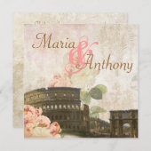 古代ローマピンクローズヴィンテージウェディング招待状 招待状 (正面/裏面)