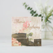 古代ローマピンクローズヴィンテージウェディング招待状 招待状 (スタンド正面)